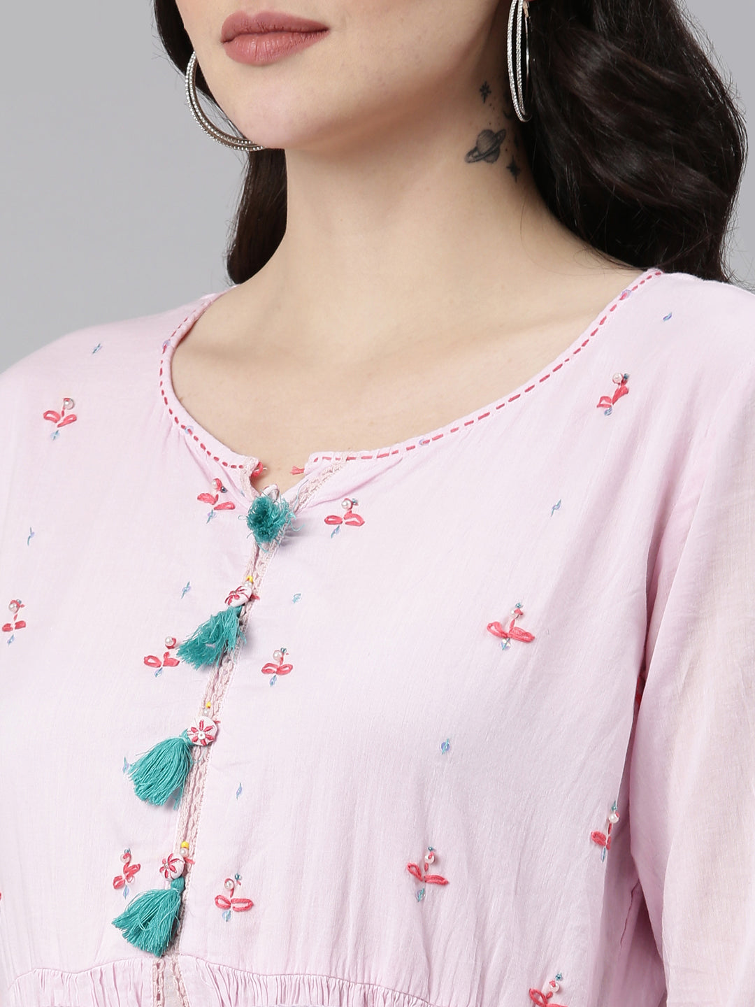 Neerus Purple Straight Casual Printed Gown