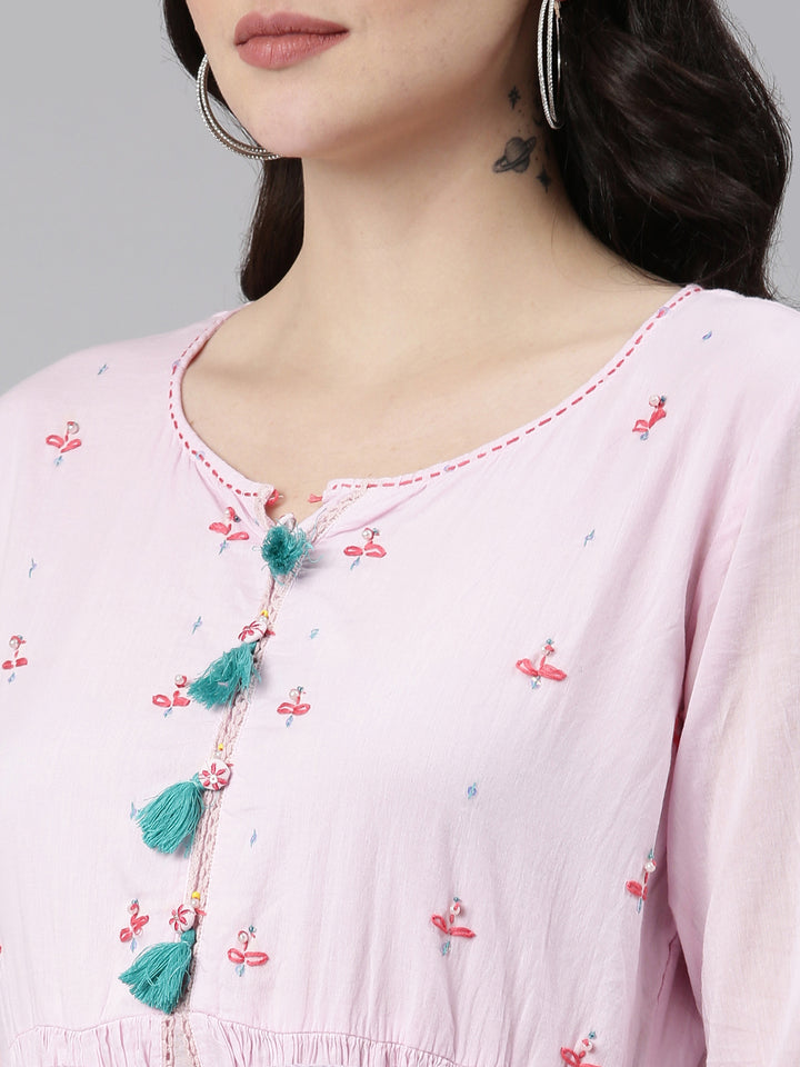 Neerus Purple Straight Casual Printed Gown