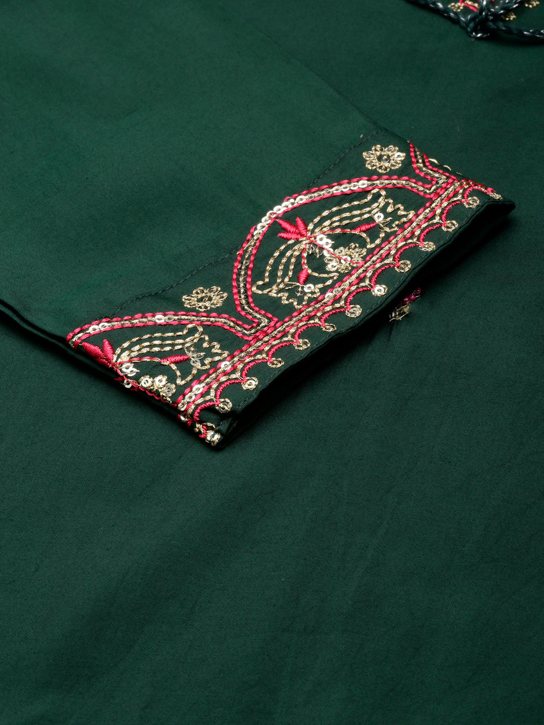 Neerus Green Shantoon embellished straight kurta - detail view 3