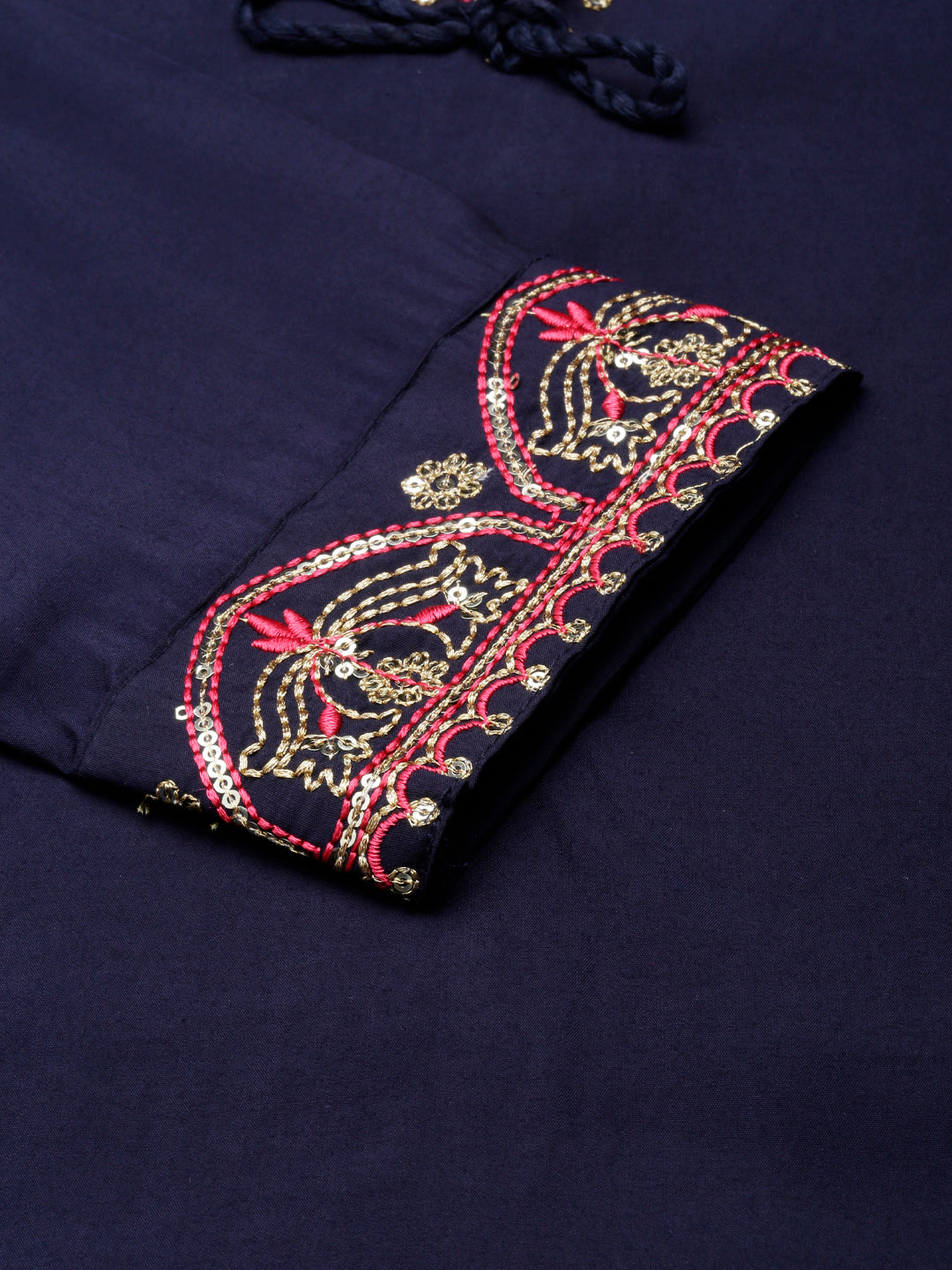 Neerus Blue shantoon embellished straight kurti - detail view 2
