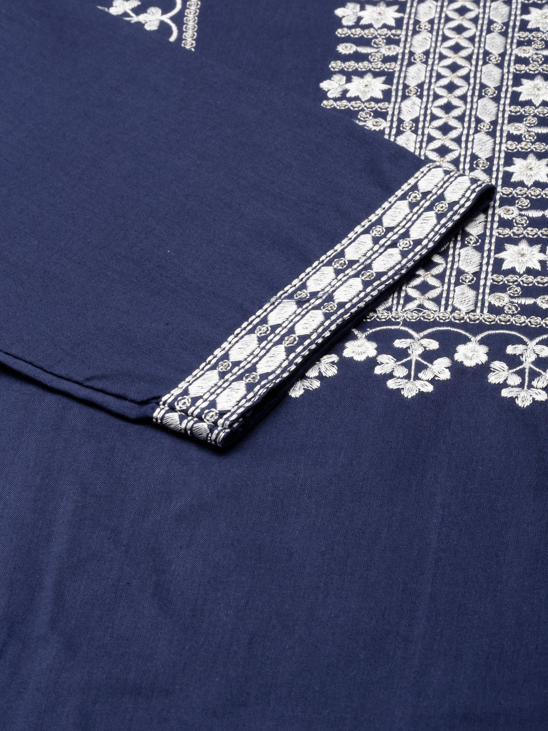 Neerus Blue cotton printed floral straight kurta - detail view 3
