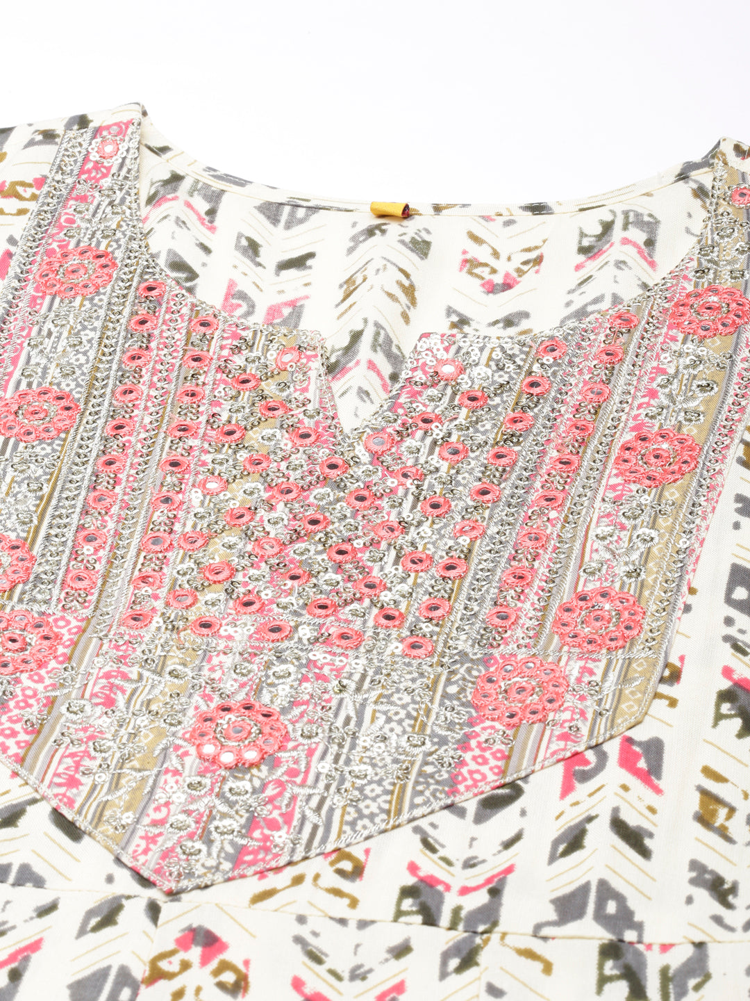 Neerus Pink georgette printed anarkali kurta - detail view 3