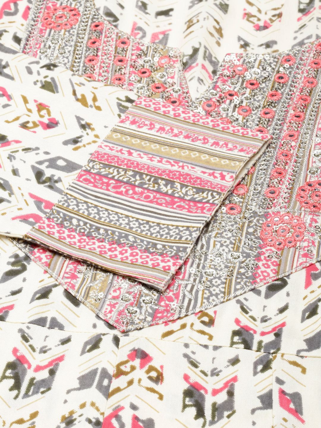 Neerus Pink georgette printed anarkali kurta - detail view 4
