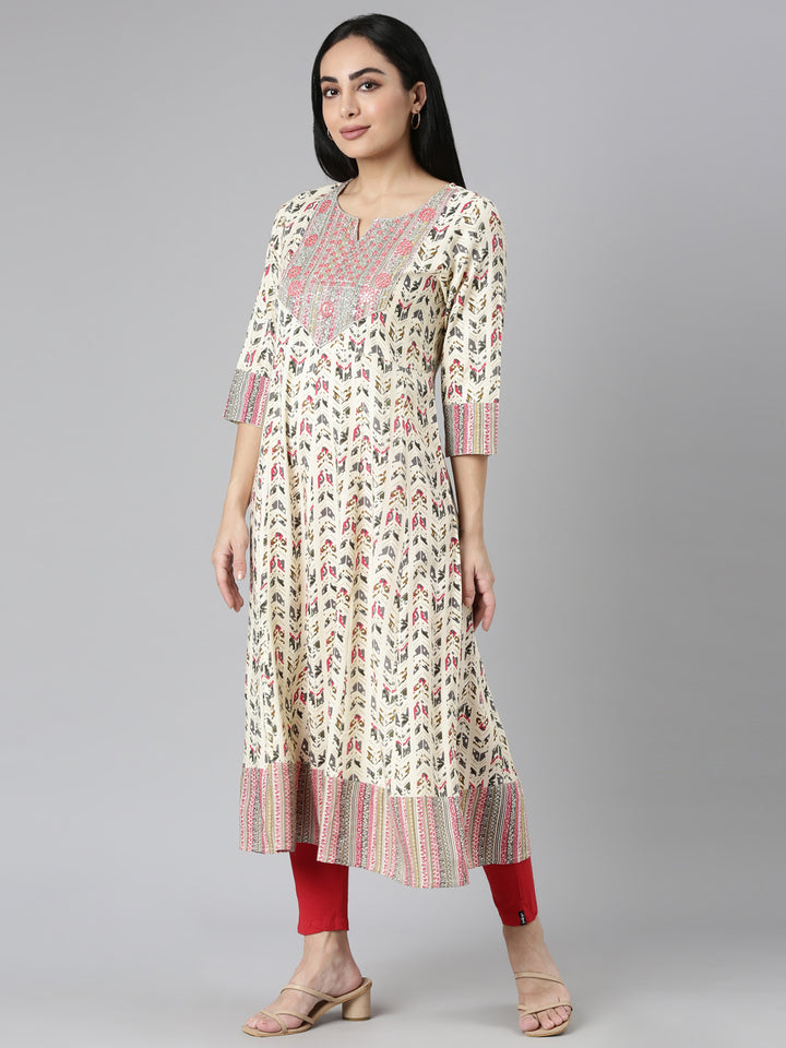 Neerus Pink georgette printed anarkali kurta - back view