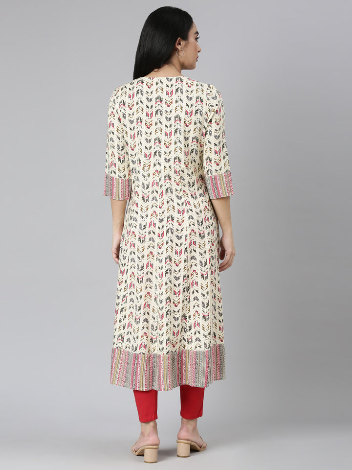 Neerus Pink georgette printed anarkali kurta - detail view 1