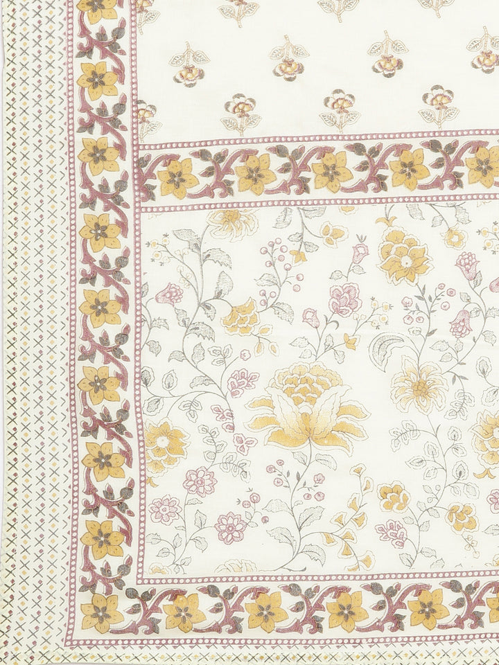 Neerus Yellow Printed Straight Kurta and Trousers With Dupatta