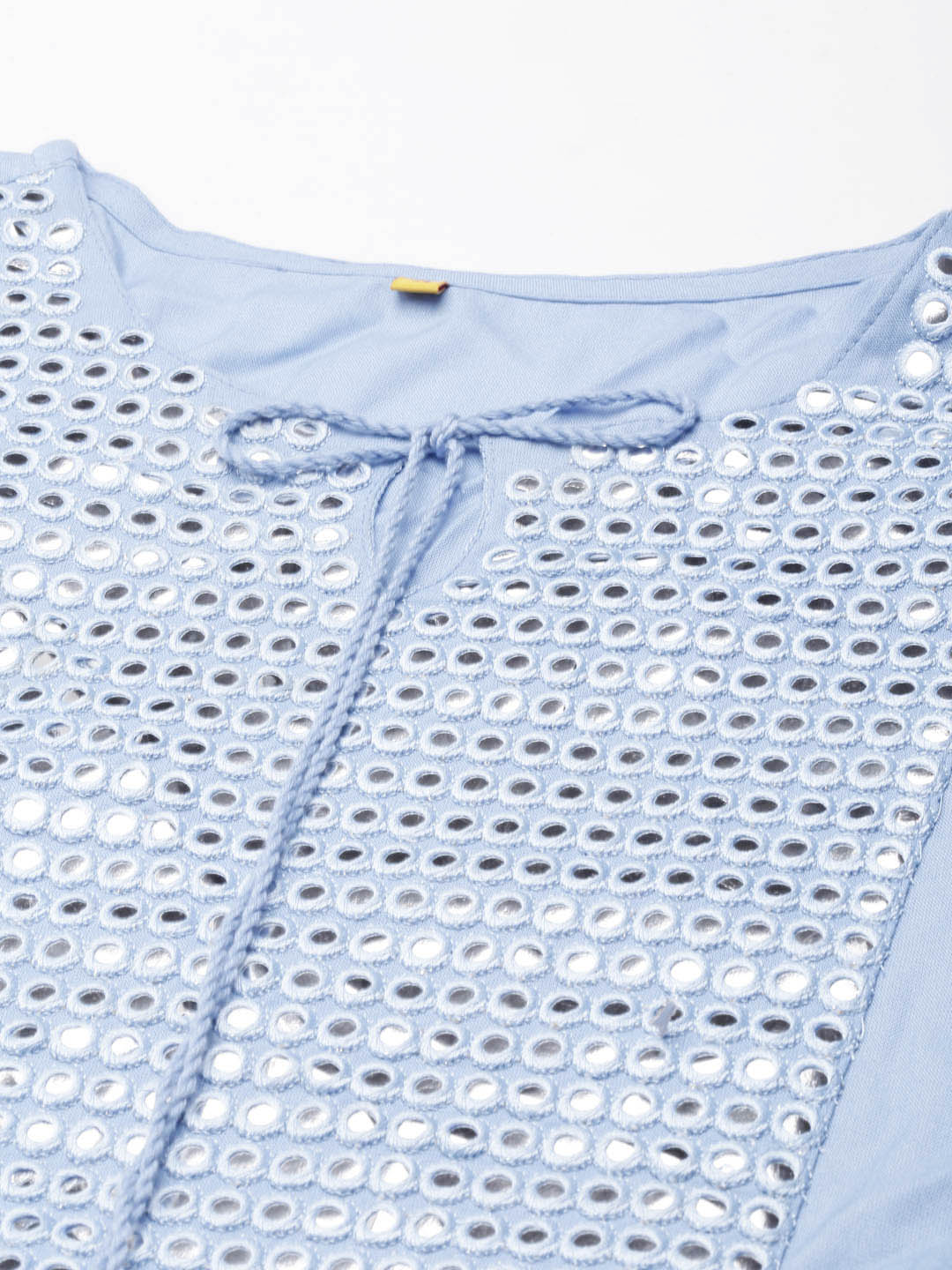 Neerus Blue anarkali kurta solid casual kurti - detail view 3