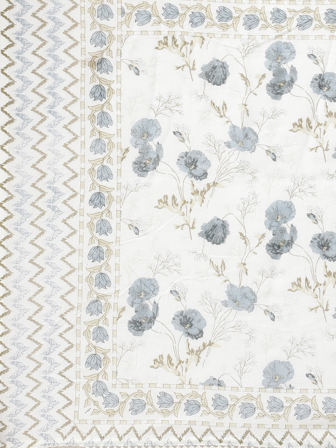 Neerus White printed straight suit set panelled kurta with trouser and dupatta - detail view 5