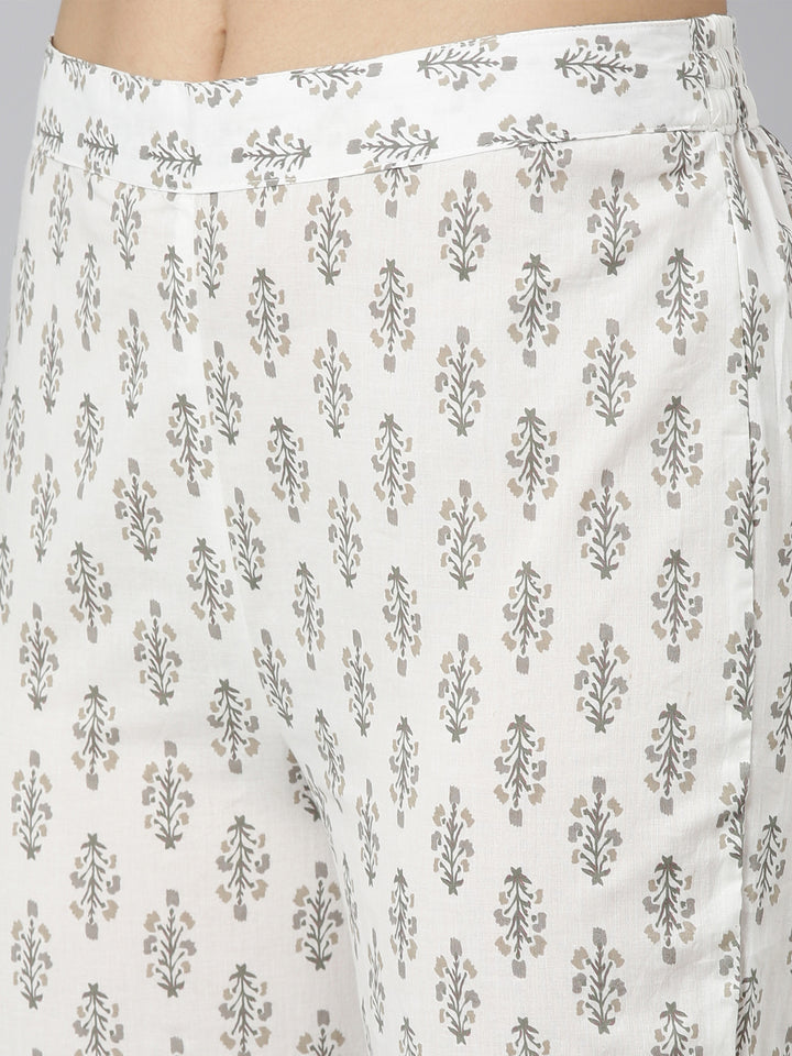 Neerus Lavender Regular Straight Printed Kurta and Trousers With Dupatta