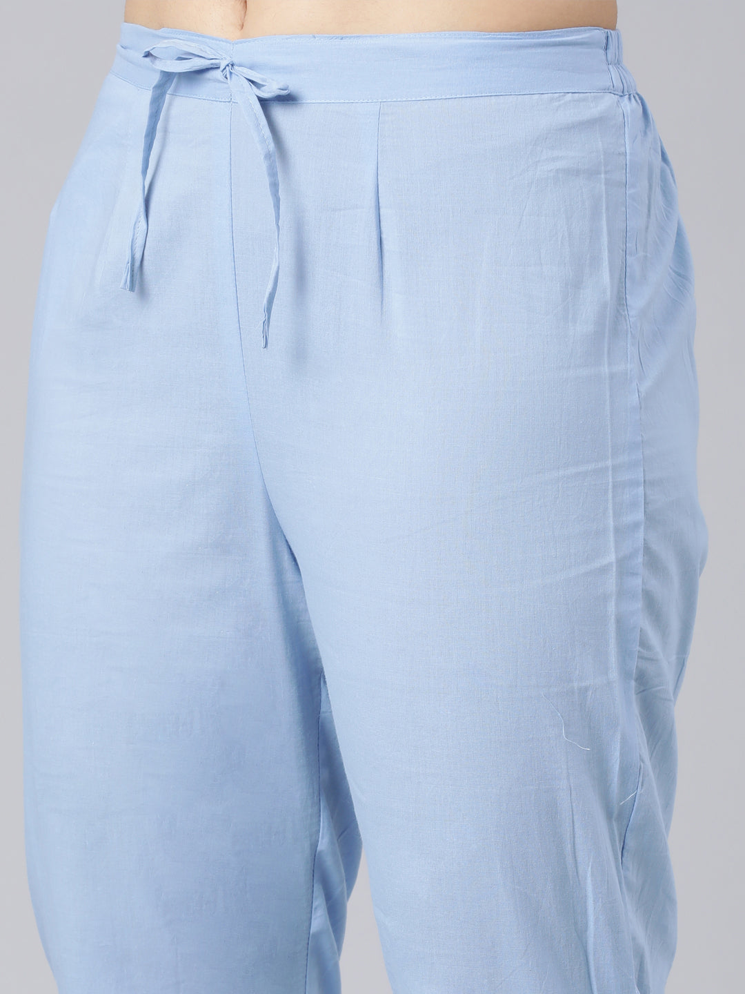 Neerus Blue cotton printed straight suit set - detail view 4