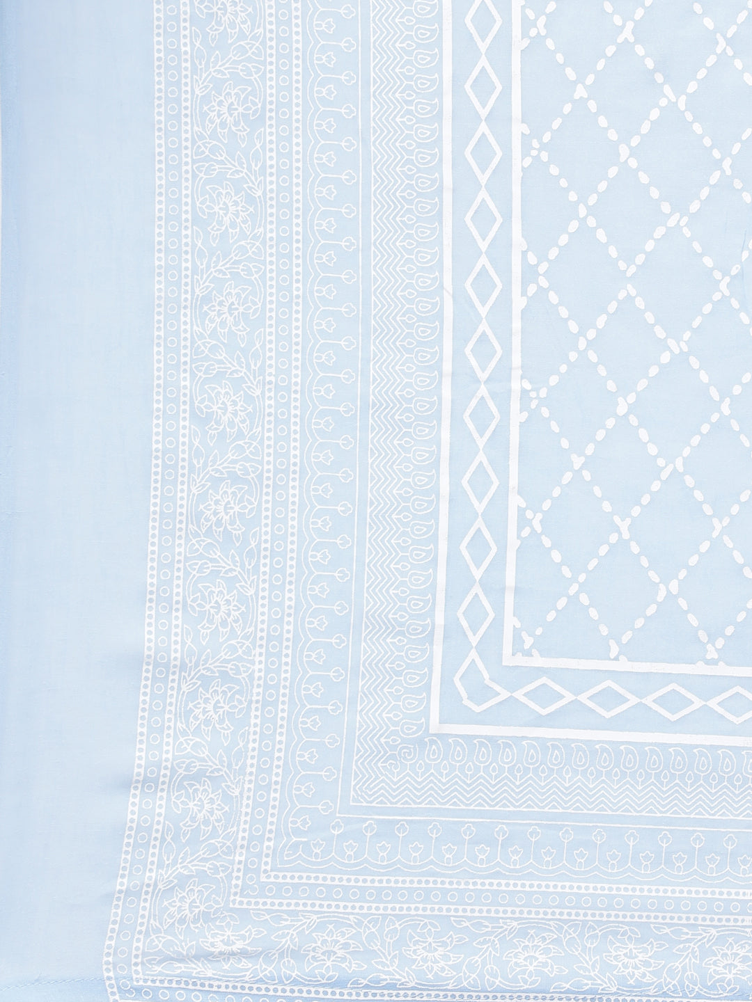 Neerus Blue cotton printed straight suit set - detail view 5