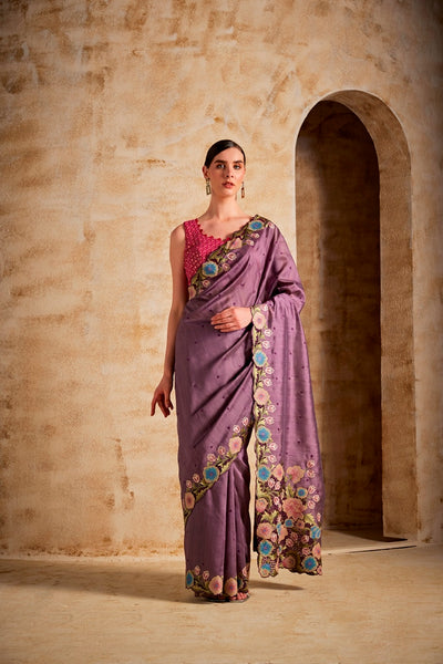 NEERU'S LAVENDER COLOR DUPION FABRIC SAREE