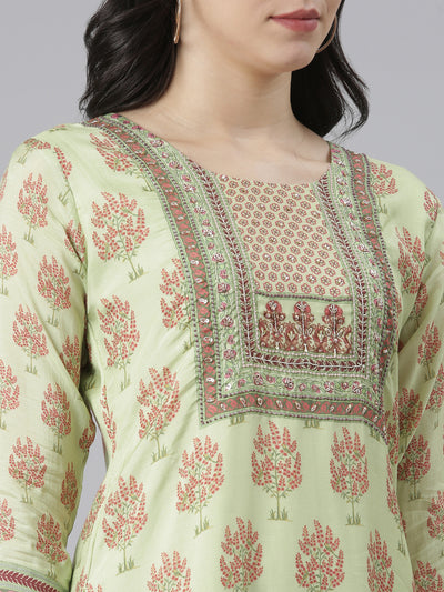 Neeru's Pista Regular High-Low Kurtas