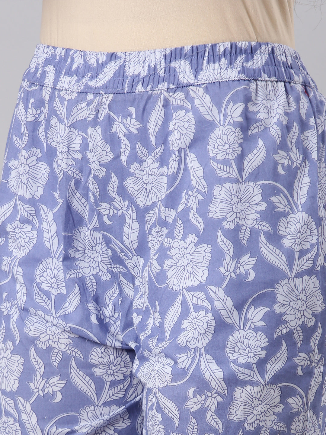 Neerus Blue cotton Anarkali suit set - detail view 3