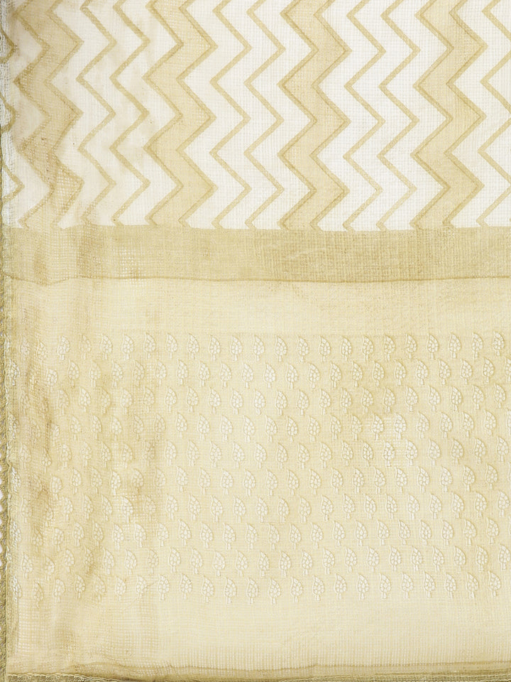 Neerus Green Printed  Kurta and Trousers With Dupatta