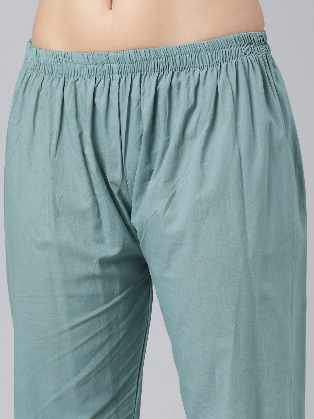 Neerus Blue cotton printed straight suit set - detail view 4