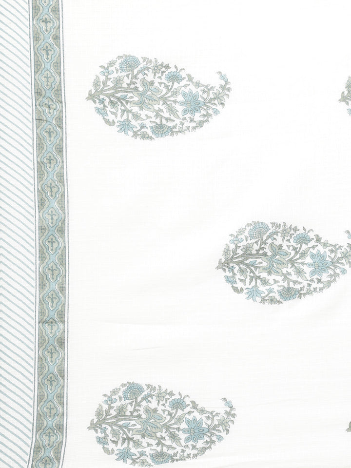 Neerus Blue cotton printed straight suit set - detail view 5