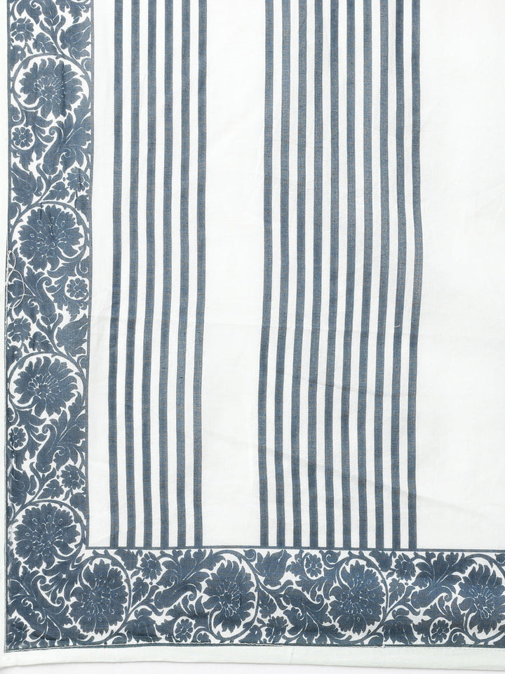 Neerus Blue cotton printed suit set - detail view 5