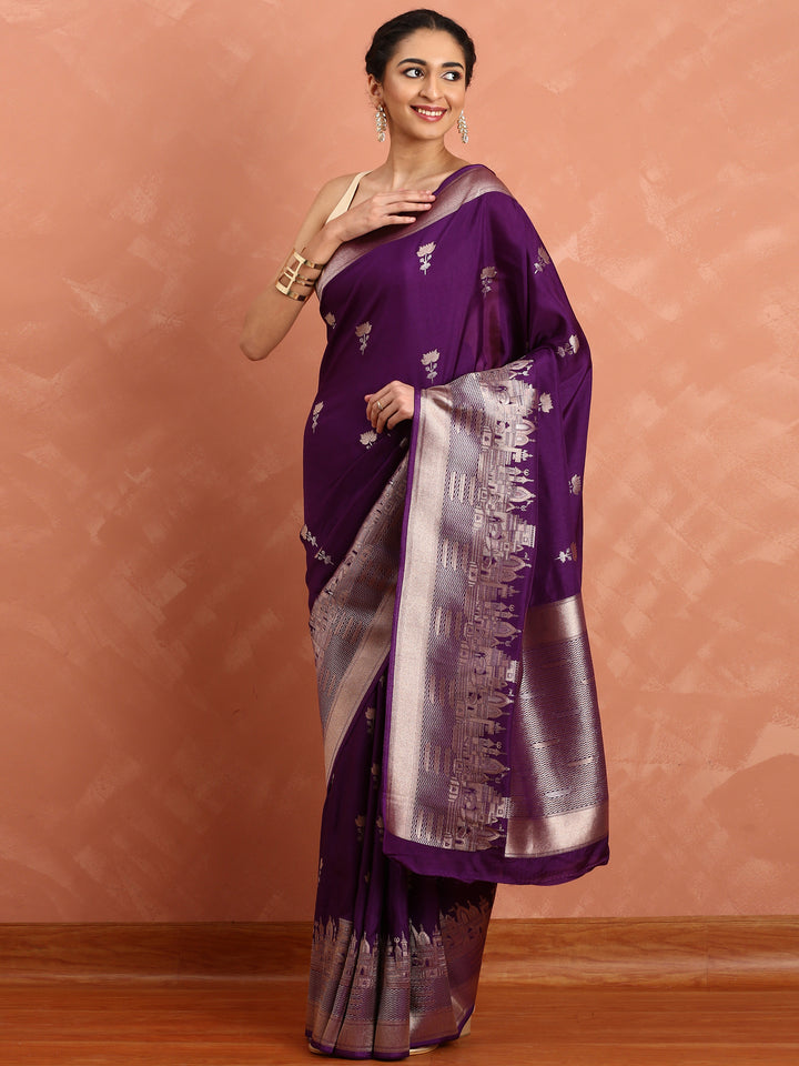 Wine Banaras silk saree