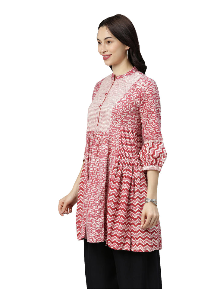 Neerus Women Red Printed A-Line Kurta