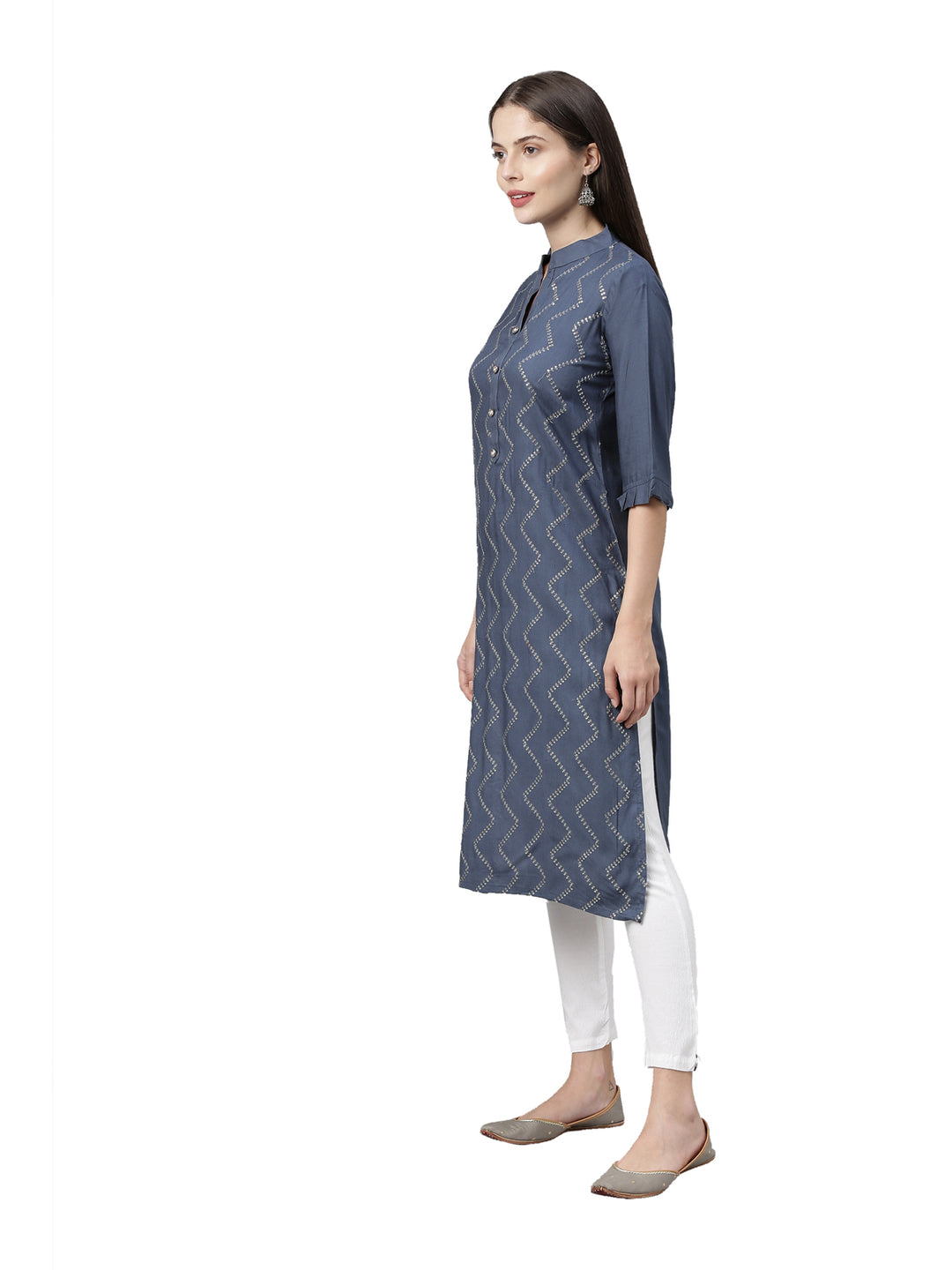 Neerus Women Blue Embellished Kurta