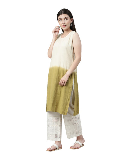 NEERU'S MULTI COLOR COTTON FABRIC SOLID KURTA WITH FLORAL COAT