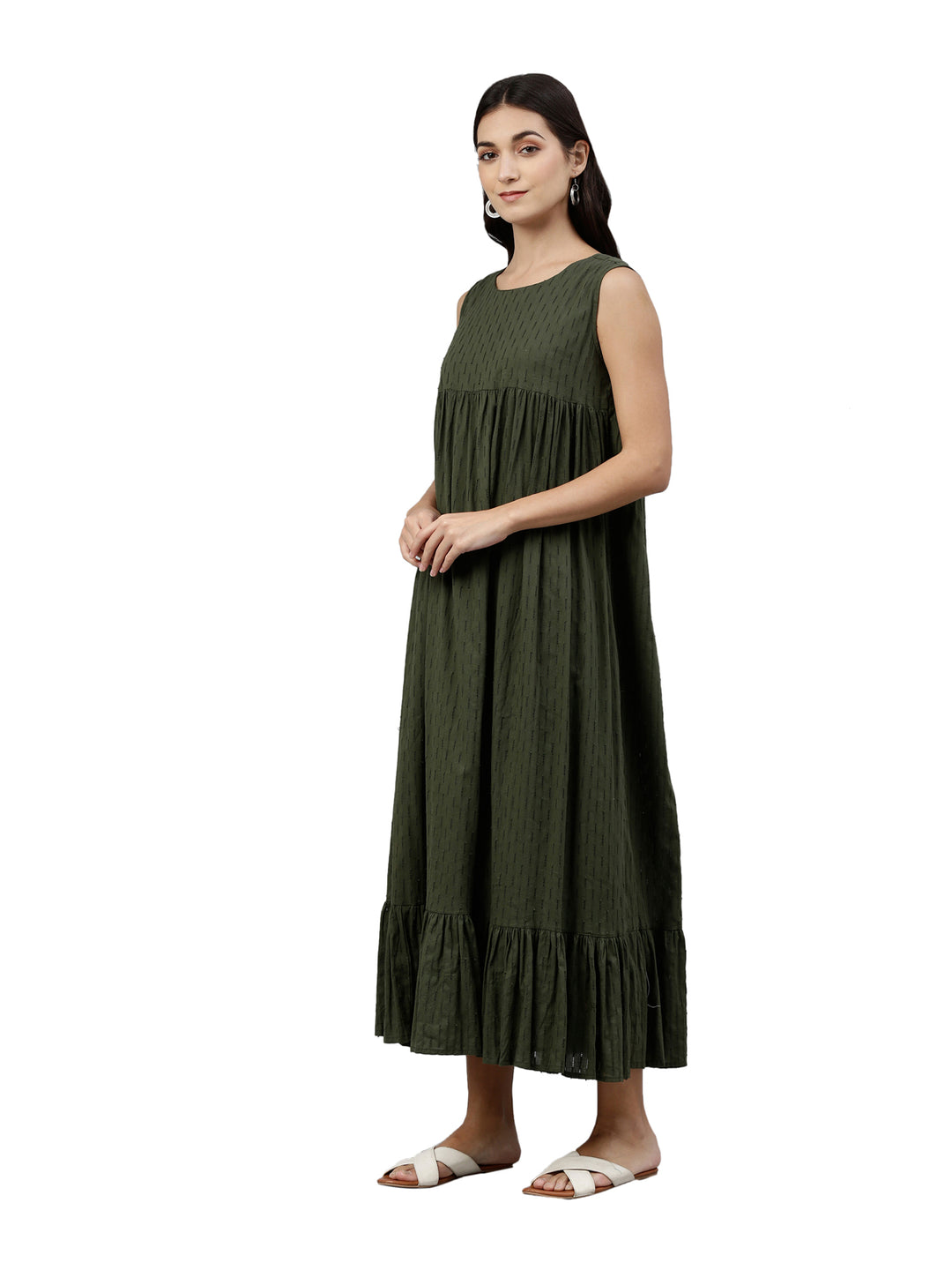 Neerus Green silk woven Anarkali kurta - detail view 3