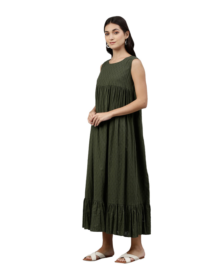 Neerus Green silk woven Anarkali kurta - detail view 3
