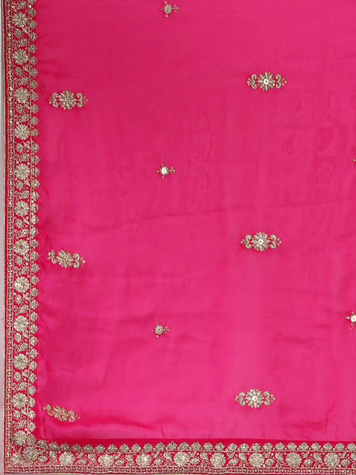 Pink Georgette Hand Embroidery Ghagra Set