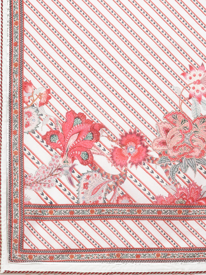 Neerus White Muslin Printed Anarkali Kurta Set - detail view 4