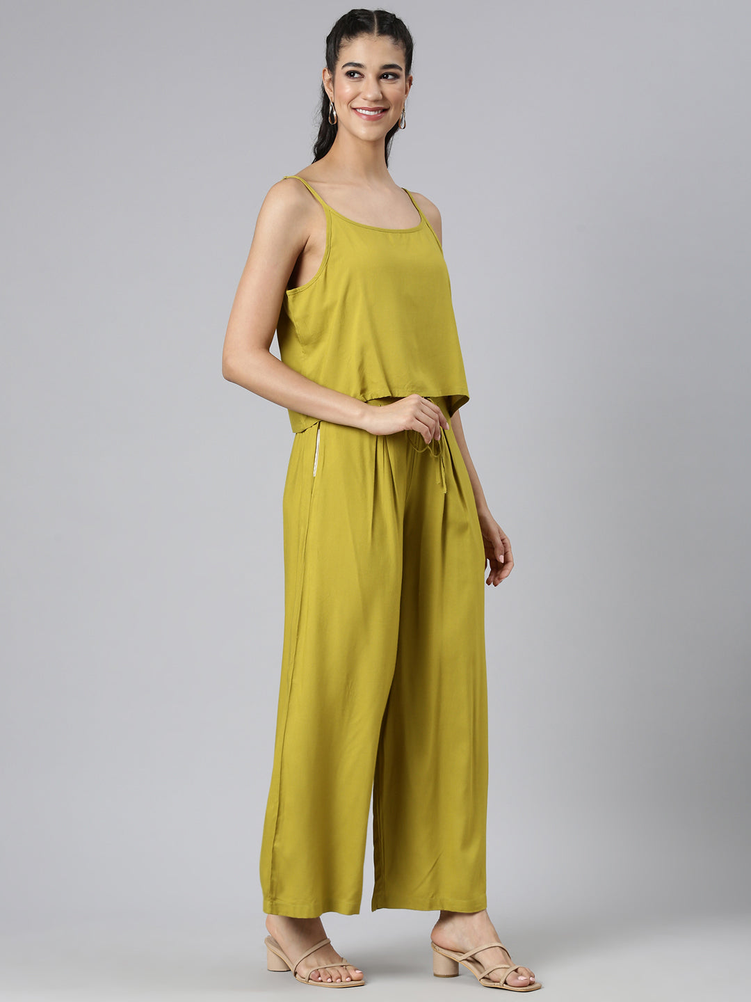 Neerus Green Casual Printed Straight Kurta and Palazzos