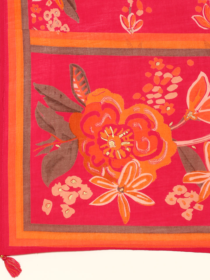 Rani Floral printed hand embroidered three piece palazzo set