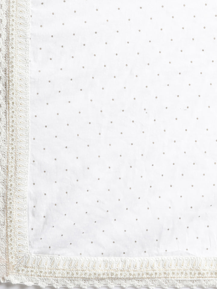 Neerus White cotton printed suit set - detail view 4