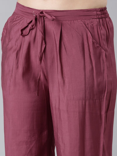 Neerus Pink Regular Straight Floral Kurta And  Trousers With Dupatta