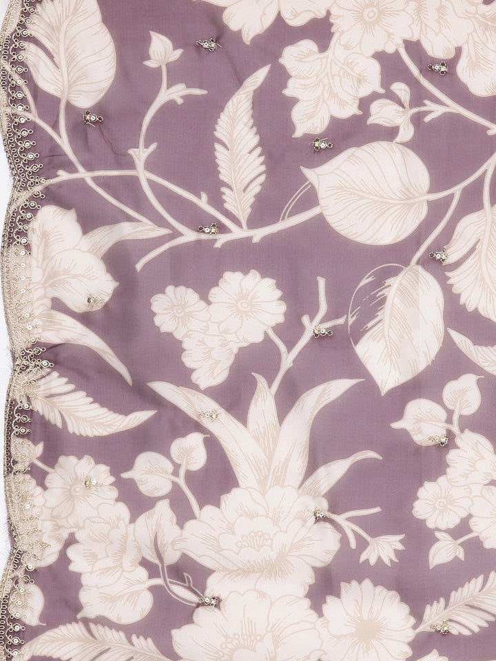 Neerus Purple printed ethnic suit set - detail view 4