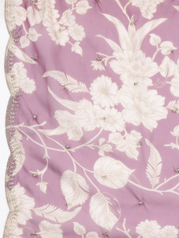 Neerus Pink printed ethnic straight suit set - detail view 4