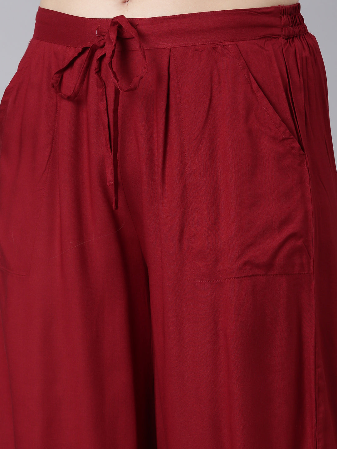 Neerus Maroon printed ethnic suit set - detail view 3