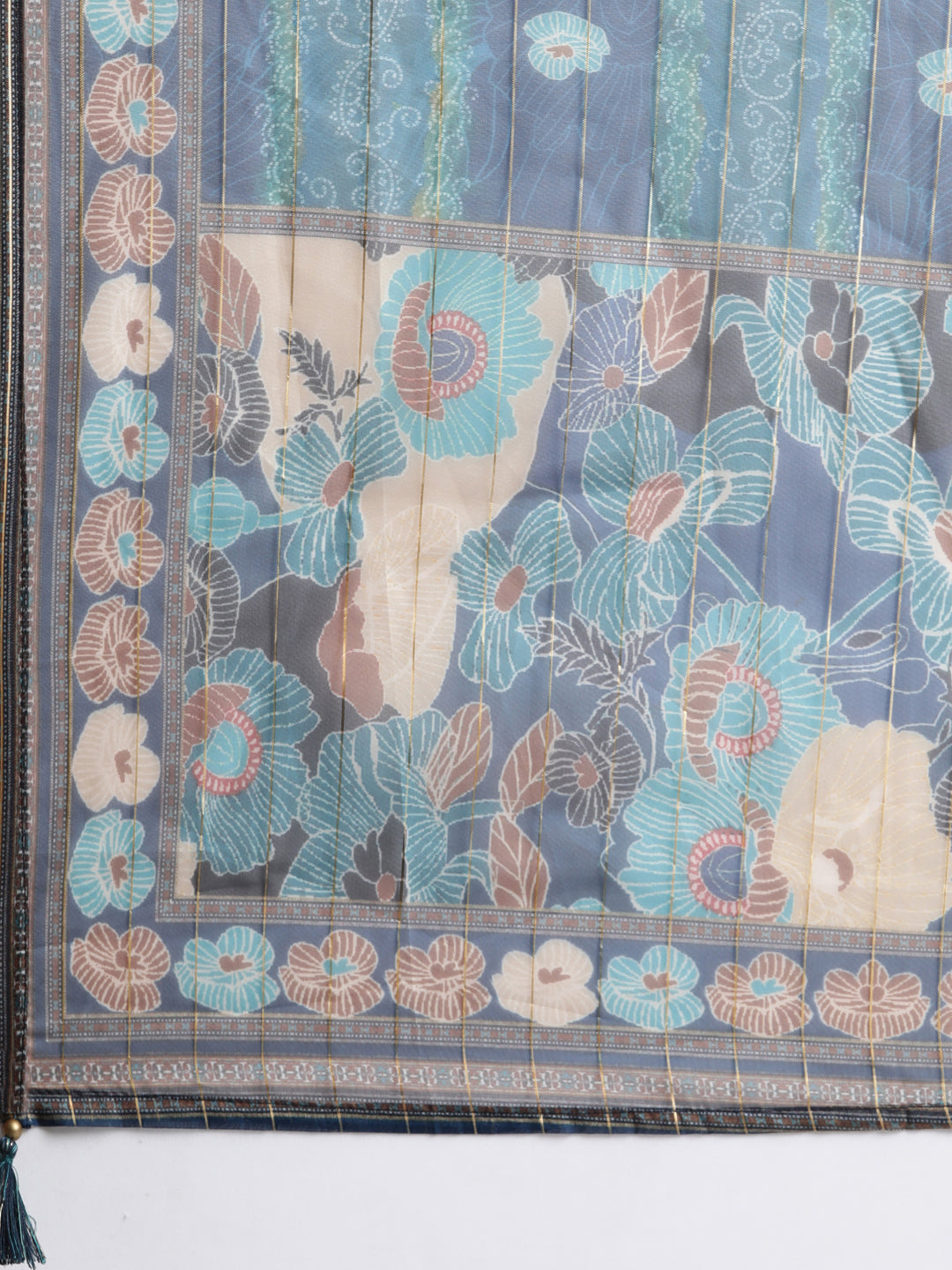 Neerus Blue printed floral straight suit set - detail view 4