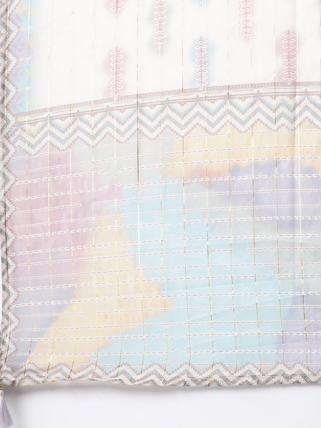 Neerus Multi printed straight suit set kurta with trouser and dupatta - detail view 4