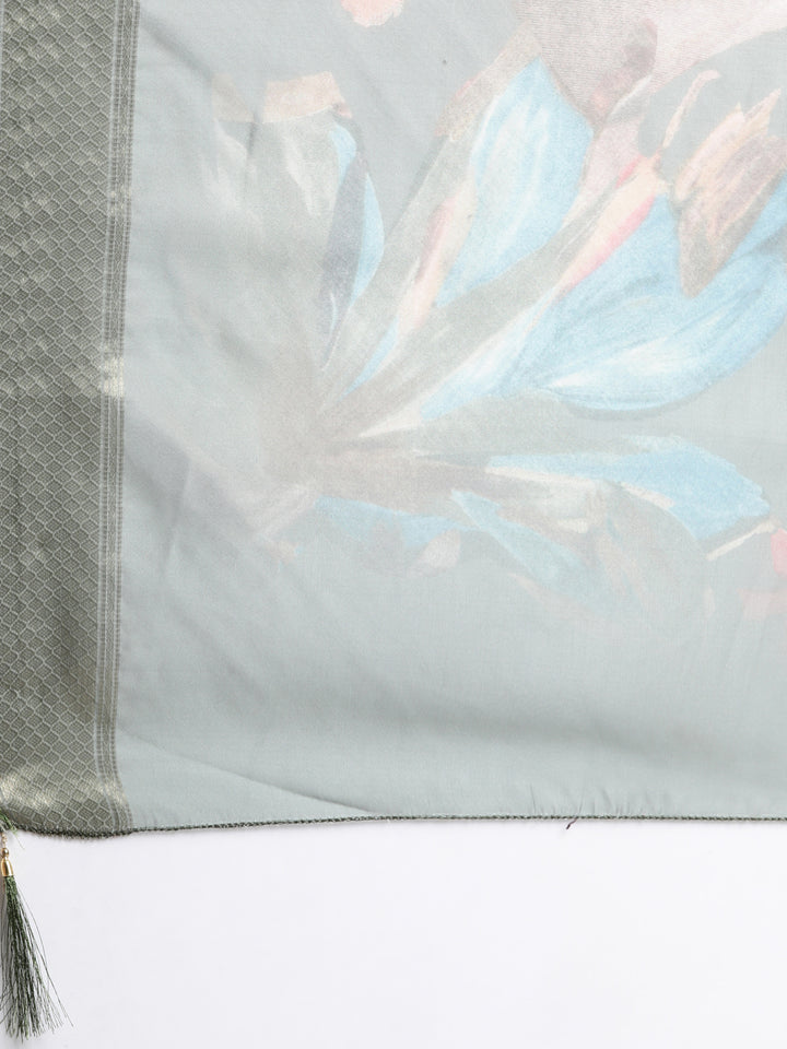 Neerus Green printed floral suit set - detail view 4