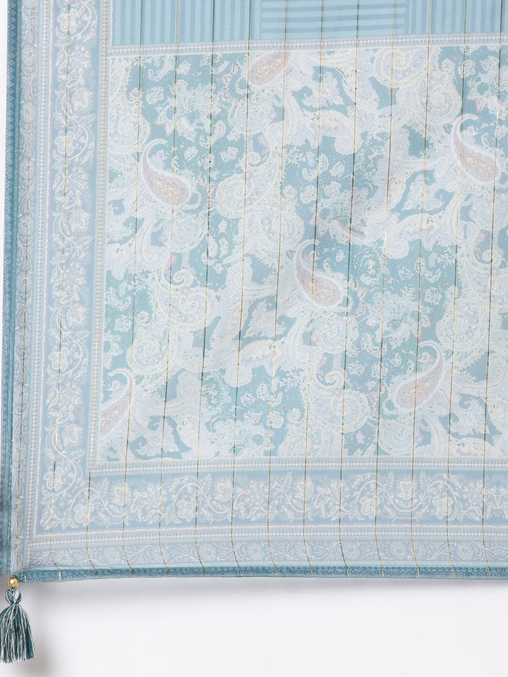 Neerus Blue printed paisley suit set - detail view 4