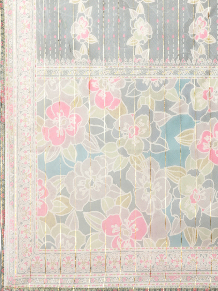 Neerus Green printed floral suit set - detail view 4