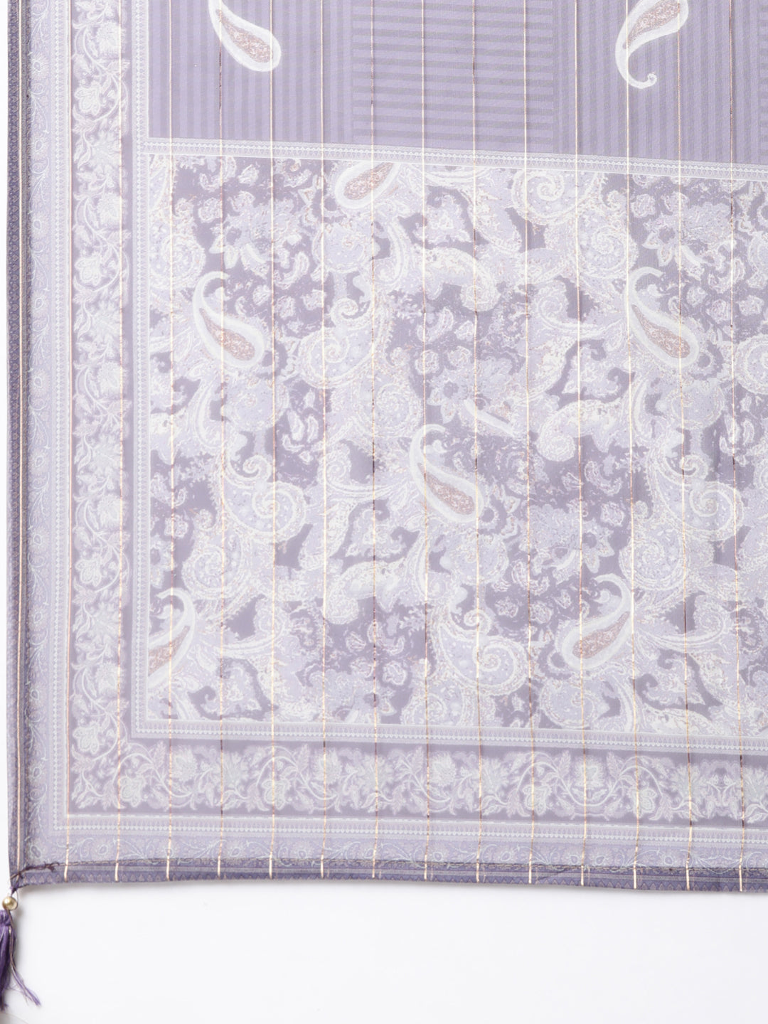 Neerus Purple Regular Straight Paisley Kurta And  Trousers With Dupatta