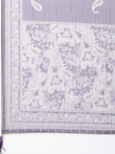 Neerus Purple Regular Straight Paisley Kurta And  Trousers With Dupatta