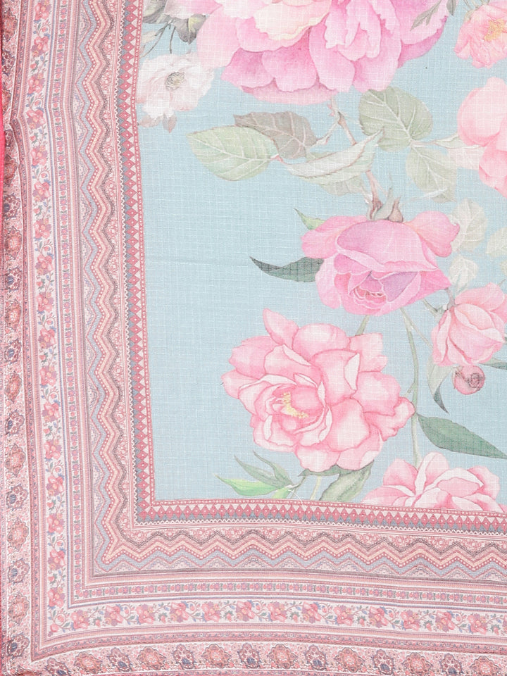 Neerus Green linen printed suit set - detail view 5