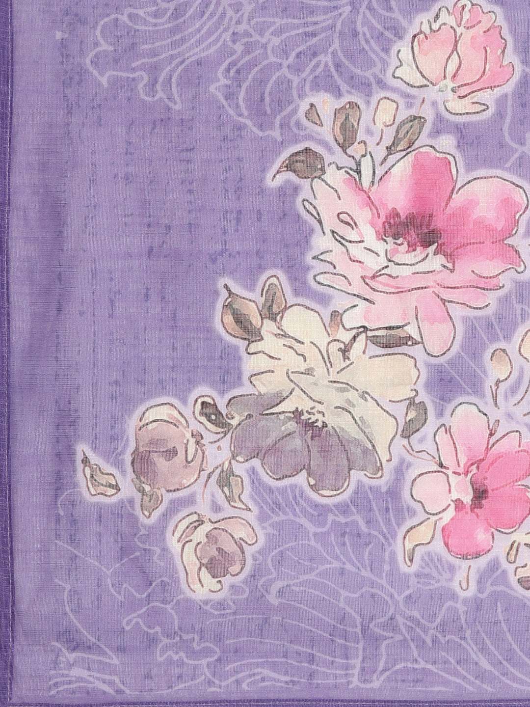 Neerus Purple slub cotton printed suit set - detail view 5