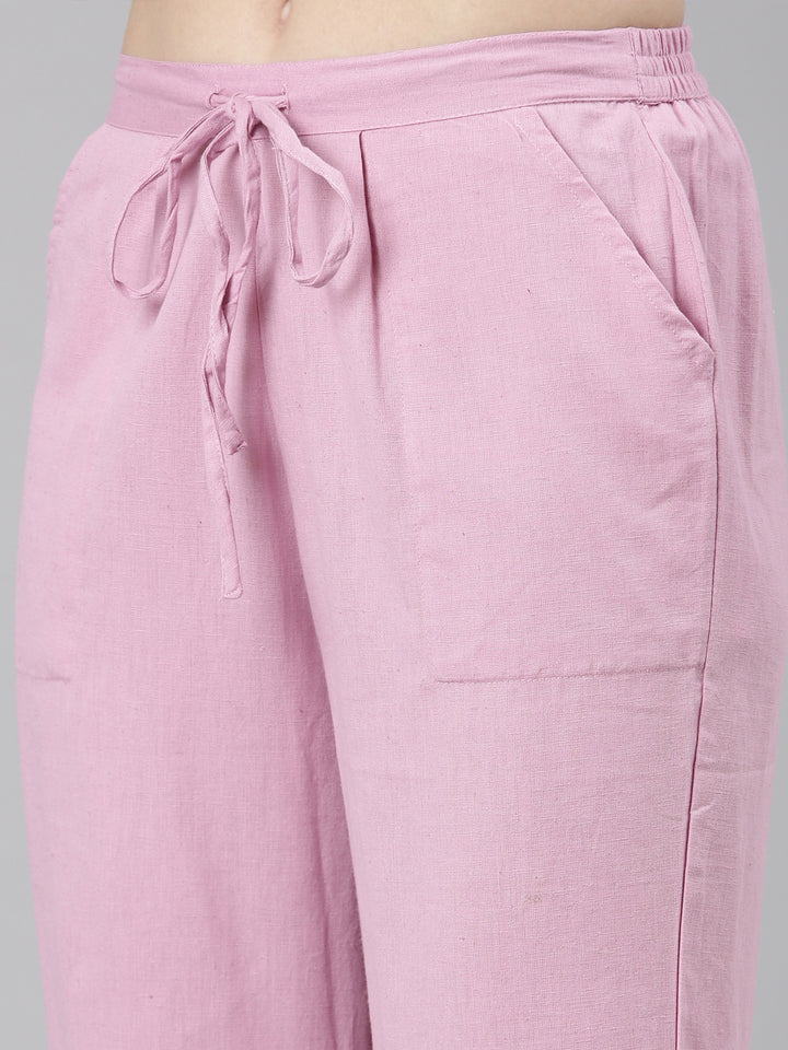 Neerus Purple Casual Floral Straight Kurta and Trousers With Dupatta