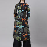 Neerus Black Straight Casual Animal Kurta and Palazzo