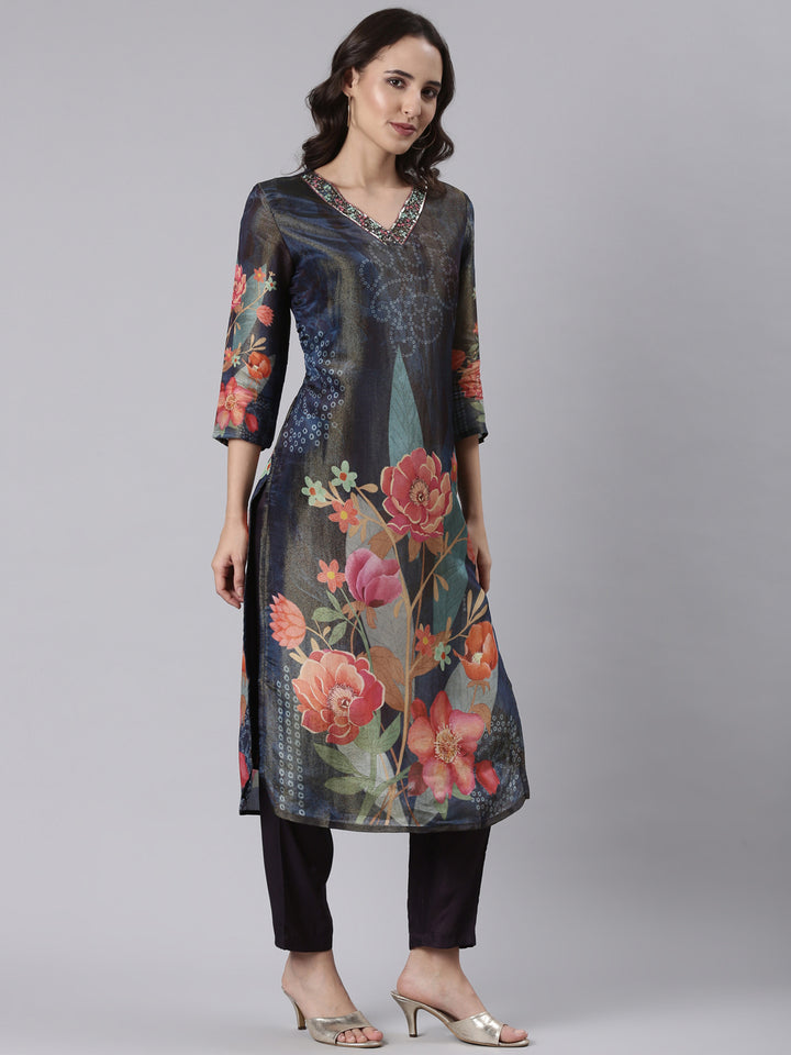 Black Tissue Printed Three Piece Set