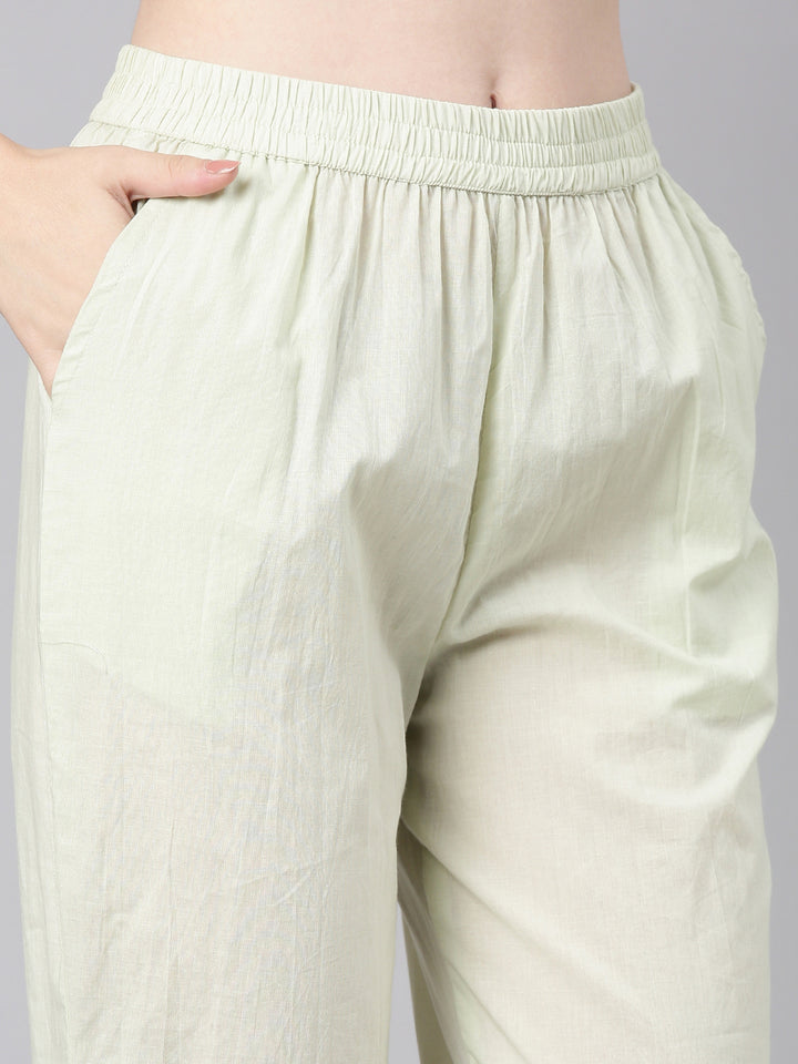 Neerus Mint Printed Straight Kurta and Trousers With Dupatta